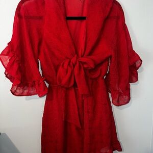 Francesca’s Red Sheer Tie-Front Dress